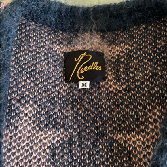 Needles Navy and Pink Mohair Star Cardigan - Picture 4 of 4